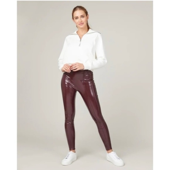 NWT Spanx Faux Patent Leather Leggings Medium Tall - Picture 1 of 11